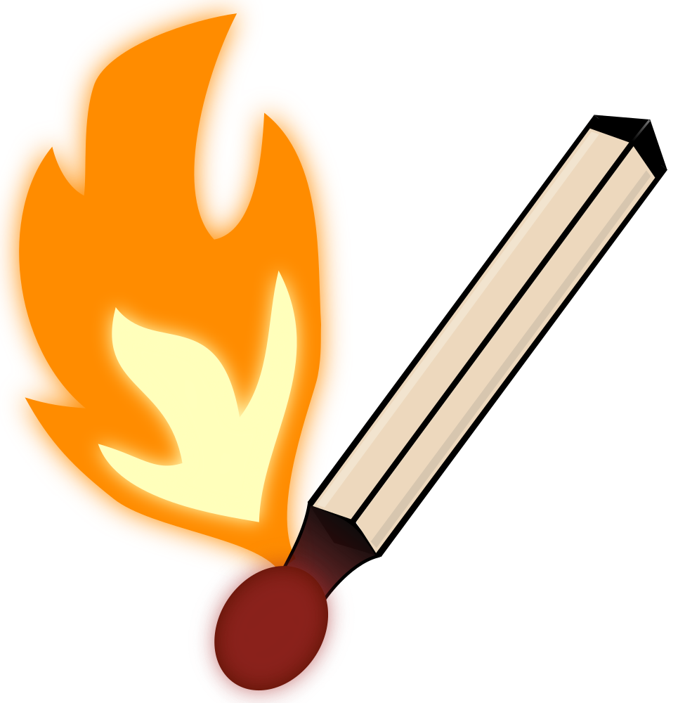 OnlineLabels Clip Art Burning matchstick in color